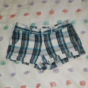Maurices Blue and Black Plaid Women's Cuffed Shorts Sz 9/10